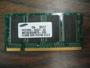 Samsung M470L6524BT0 CB3 512MB DDR PC2700 Laptop RAM Memory  