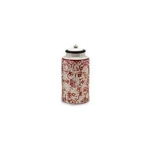   14 Lidded Ceramic Kitchen Canister with Red Designs: Kitchen & Dining