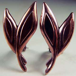   RENOIR Matisse Copper Leaf Branch Clip Earring, Signed Collectible
