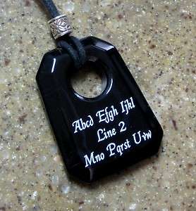 PERSONALIZED Black Onyx Faceted Trapezoid Pendant Necklace   Laser 