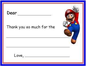 Mario FILL IN ~ Kids Custom Thank You or Note Cards  