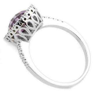 CHECKERBOARD CUT AMETHYST DIAMOND 14K WHITE GOLD COCKTAIL RING VINTAGE 