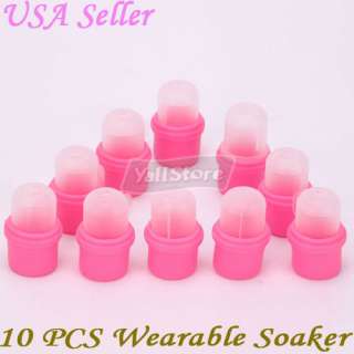 New 10 Pcs Wearable Nail Soakers Polish Remover Acrylic Pink  