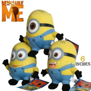 Set Of 3 Despicable Me Minions Movie Character Plush Toys 6 Stuffed 