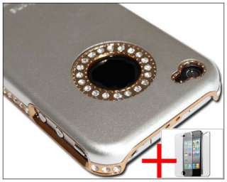 Silver Luxury Bling Diamond Case Cover iPhone 4 4S front&back 