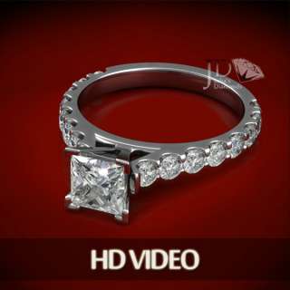 53 CT 14k White Gold Princess Diamond Engagement Ring F SI2 