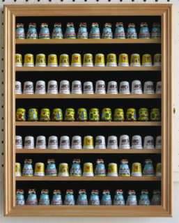 91 Thimble Display Case Shadow Box Wall Cabinet, hardwood, with door 