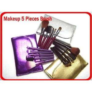  GOLD 5 pc Travel or Purse Makeup Brush Set GOLD 