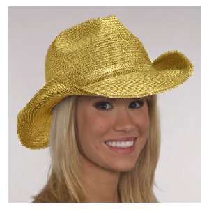   Straw Gold Cowboy Glitter Cowgirl Hat Costume Accessory: Toys & Games