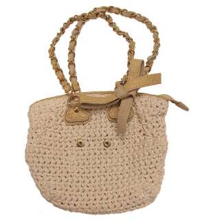 New $920 Dolce & Gabbana Lady Handbag Purse Bag Beige Leather NWT 