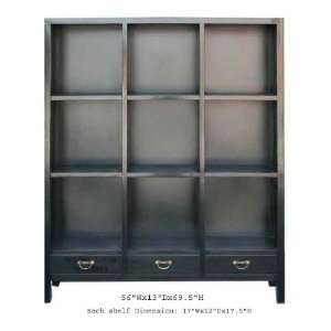  Black Chinese Multiple Shelves Bookcase Cabinet Awk1410 