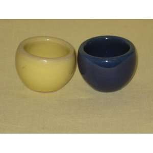 Pair of Vintage  Blue & Yellow  Toreboda Sweden Pottery   Egg Cups 