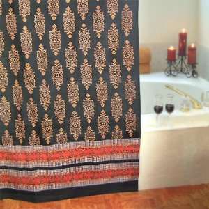  Designer Black Gold Cotton Fabric Shower Curtain 72x72