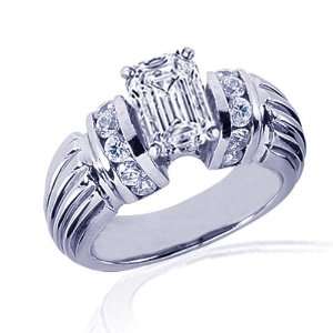 Ct Emerald Cut Diamond Engagement Ring Channel Set 14K WHITE GOLD VVS2 