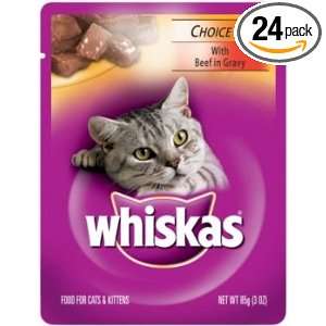 Whiskas Choice Cuts Homestyle Beef in Gray Pouches, 3 Ounce (Pack of 