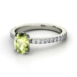  Colette Ring, Oval Peridot 14K White Gold Ring with 