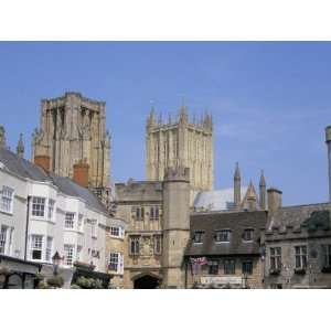 Market Square and Cathedral, Wells, Somerset, England, United Kingdom 