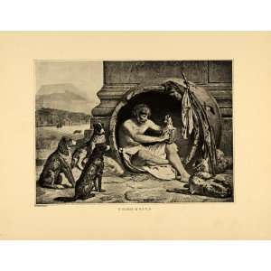  1894 Print Diogenes Tub Dogs Outdoors Stray Homeless 