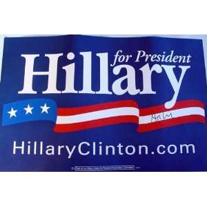 Hillary Clinton Autographed Signed Baseball & Campaign Poster lo