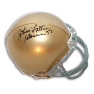 Johnny Lattner Autographed/Hand Signed Notre Dame Mini Helmet with 