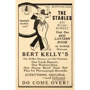  1923 Ad Bert Kelly Stables Red Lantern Room Dinner Food 