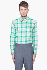 THOM BROWNE Green Plaid Flannel Shirt
