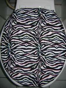 ZEBRA Black & White PRINT Fabric Toilet Seat Cover Set  