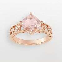 Gold Rings 10k Rose Gold Morganite and Diamond Accent Filigree Ring