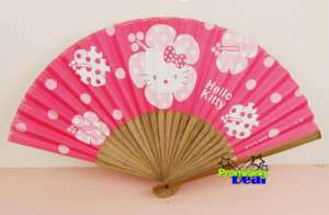 New Cute Hello Kitty Bamboo Folding Fan Pink  