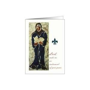  St. Francis of Assisi Feast Day Card, Fabric Batik Card 