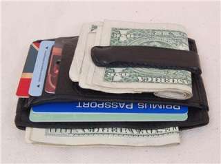 Leather Front Pocket Money Clip Slim Wallet ID Window  