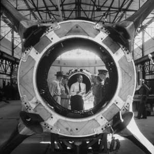  Germaqn Scientist Wernher Von Braun Examining a Jet Engine 