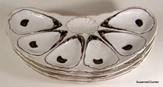 Antique Continental Crescent Oyster Plate Set of Four  