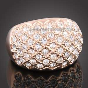 Gorgeous SWARVOSKI crystal 18K rose gold GP ring 253  