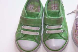 Jumping Beans 2pr Sneakers/Shoes Green & Pink w/Rhinestones Toddler 