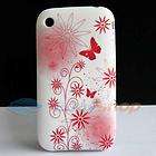   3G 3GS CASE COVER PINK BUTTERFLY Flower CANDY GEL GUMMY SKIN  