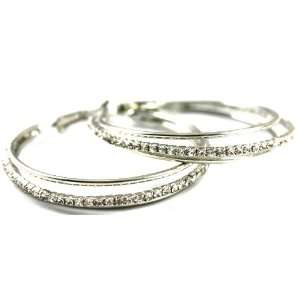  Gorgeous City Gyspies Double Ice Hoops Fashion Earrings Silver 