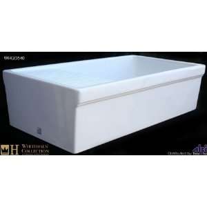   Alcove Reversible Fireclay Farmhouse Kitchen Sink With Drain Board in