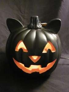 Halloween BLACK CAT Jack O Lantern Pumpkin Electric Light  