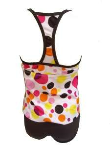 JAG ACTIVE TANKINI SWIMSUIT PINKS/BROWN POLKA DOTS SIZE XL  