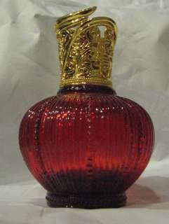 Catalytic Aroma Fragrance Lamp Red Glass Large Gold  