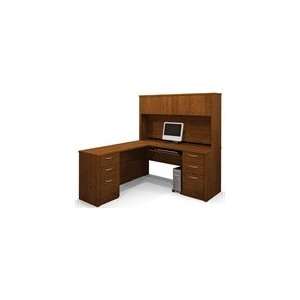  Bestar Embassy L Shaped Workstation with Hutch   Tuscany 