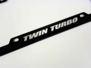 TWIN TURBO CAR TRUCK HOT ROD ENGINE LICENSE PLATE TAG FRAME BLACK 