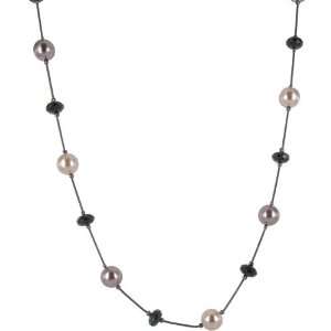   Rose Tonal Faux Pearl and Faceted Bead 36 inch Necklace: Jewelry