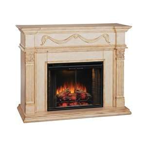   Flame 2 piece Gossamer Mantel Fireplace, Antique Ivory
