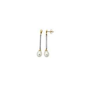 com ZALES Cultured Freshwater Pearl and Diamond Accent Drop Earrings 