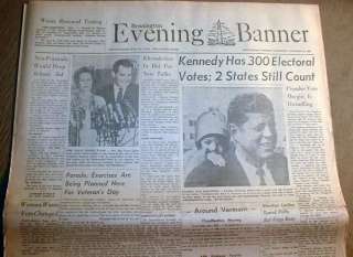 1960 hdlne newspapers JOHN KENNEDY ELECTED PRESIDENT  