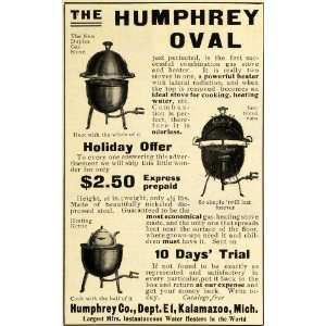  1906 Ad Humphrey Oval Gas Stove Heating Kettle Appliance 