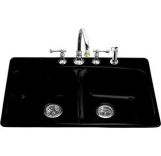   5942 3 7 Black Double Basin Cast Iron Kitchen Sink from the Brookfield