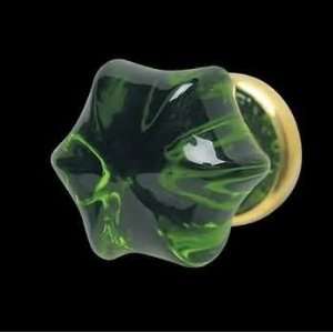  Cabinet Knobs, Forest Green Glass Hex Cabinet Knob with 